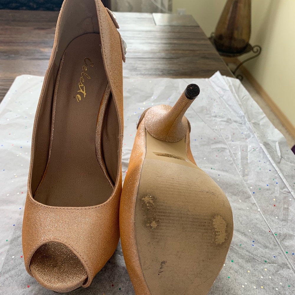 Gold like Rhinestone High heels - Picture 4 of 7